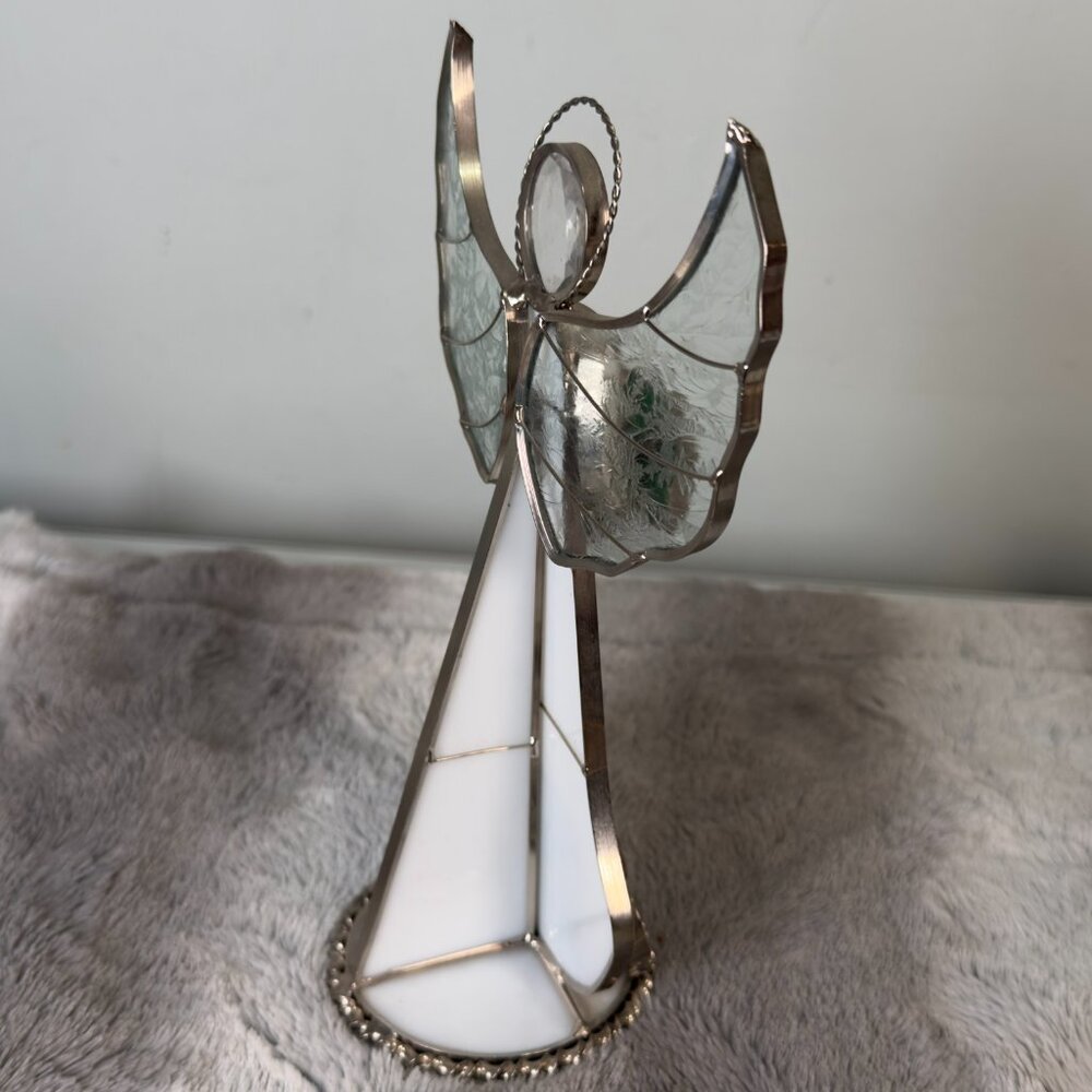 Stained Glass Green Clove St Patricks Day Angel Standing Figurine Sun Catcher - Picture 12 of 14